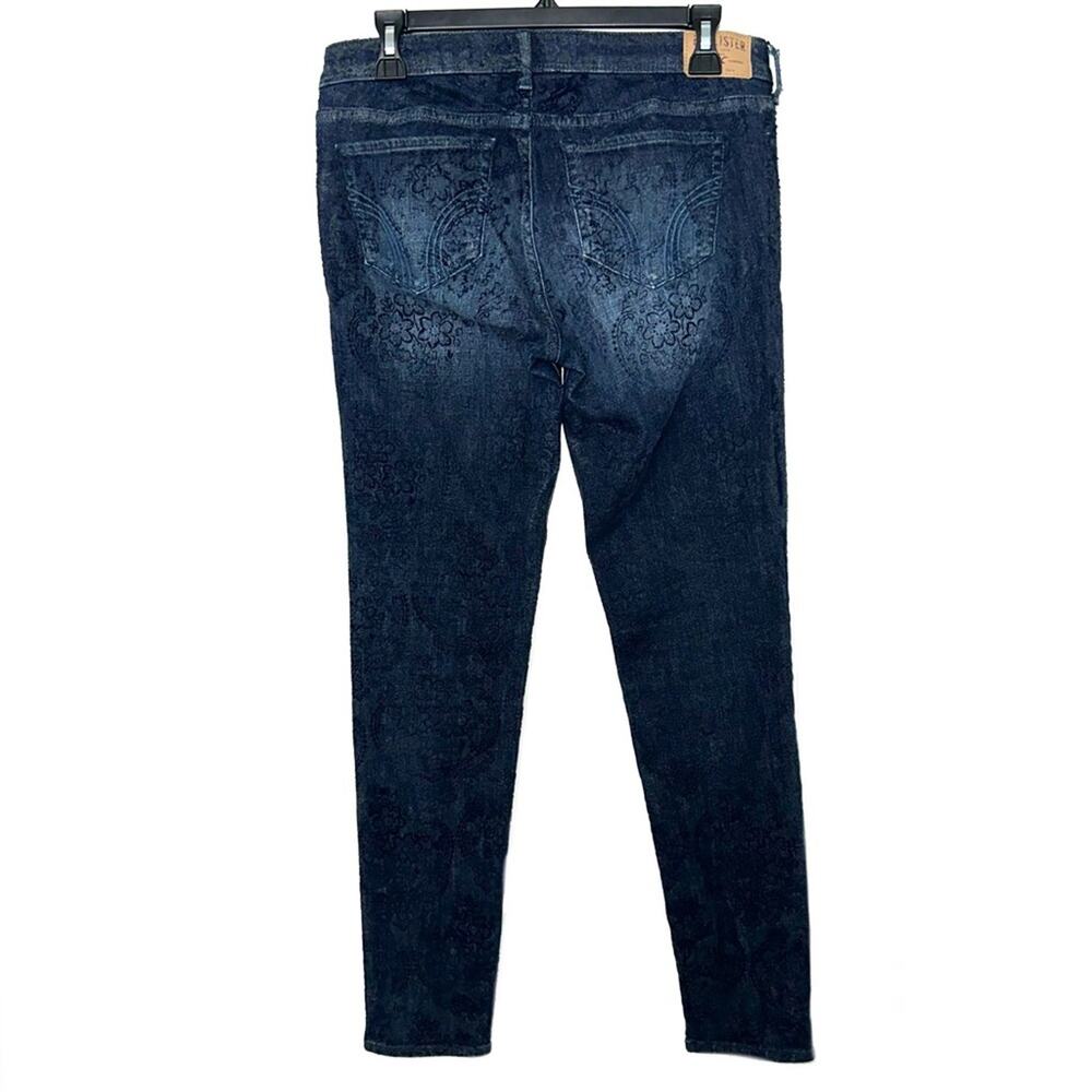 Hollister Floral Pattern Velvet Flocked Denim Skinny Jeans Size 9R - Picture 4 of 14